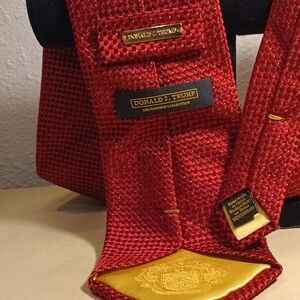 Donald J. Trump Red Silk Tie- Signature "Gold Bar" Collection